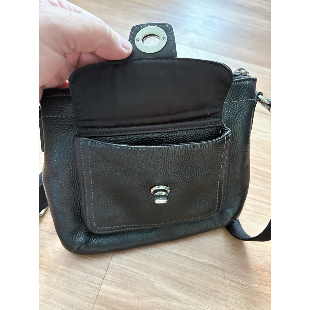 Coach Black Pebbled Leather Turn Lock Pocket Swingpack Crossbody Bag F45012 - Picture 4 of 8